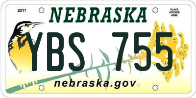 NE license plate YBS755