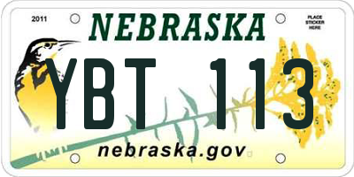 NE license plate YBT113
