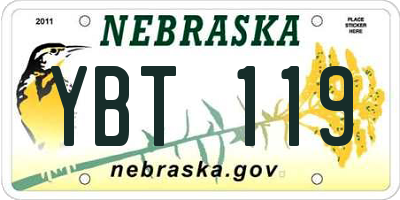 NE license plate YBT119