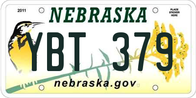 NE license plate YBT379
