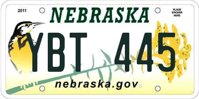 NE license plate YBT445