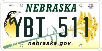 NE license plate YBT511