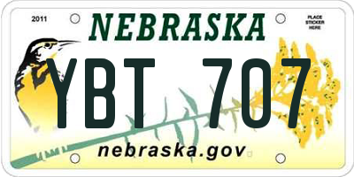 NE license plate YBT707