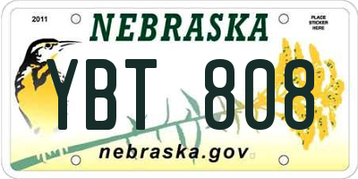 NE license plate YBT808