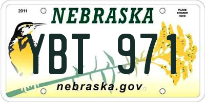 NE license plate YBT971