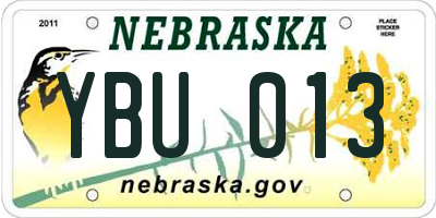 NE license plate YBU013