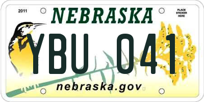 NE license plate YBU041