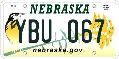 NE license plate YBU067