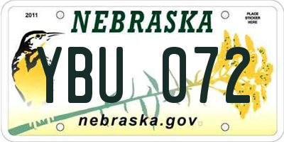 NE license plate YBU072