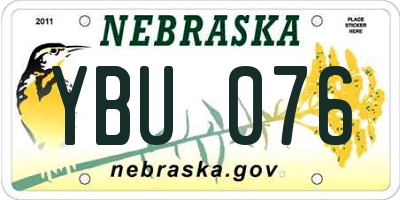 NE license plate YBU076
