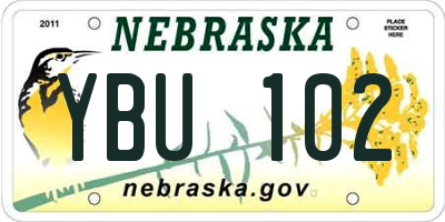 NE license plate YBU102