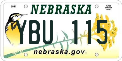 NE license plate YBU115