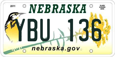 NE license plate YBU136