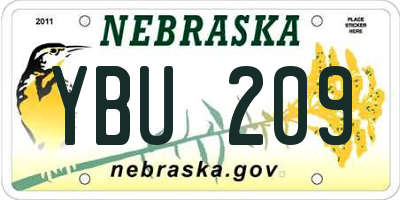 NE license plate YBU209