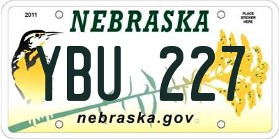 NE license plate YBU227