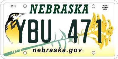 NE license plate YBU471