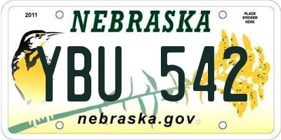 NE license plate YBU542