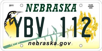 NE license plate YBV112
