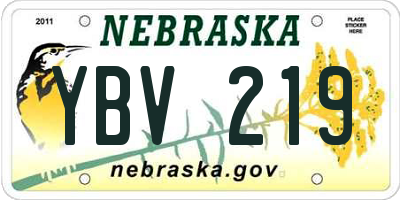 NE license plate YBV219