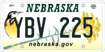 NE license plate YBV225