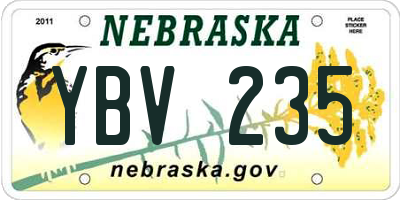NE license plate YBV235