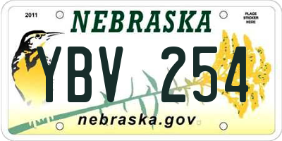 NE license plate YBV254
