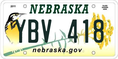 NE license plate YBV418