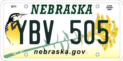 NE license plate YBV505