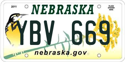 NE license plate YBV669