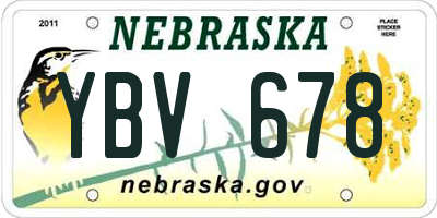 NE license plate YBV678