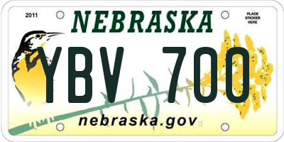 NE license plate YBV700