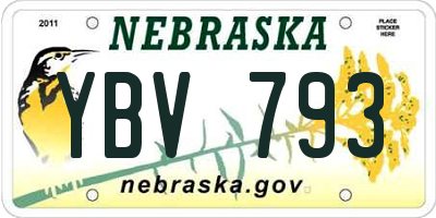 NE license plate YBV793