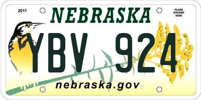 NE license plate YBV924