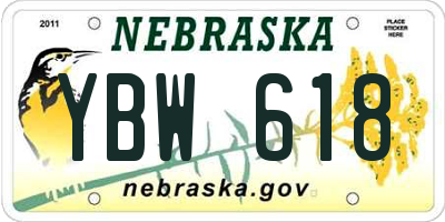 NE license plate YBW618