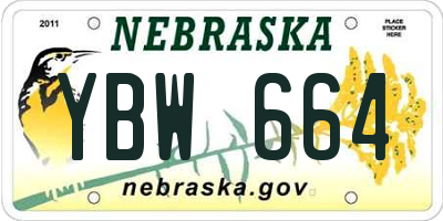 NE license plate YBW664
