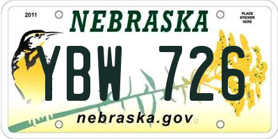 NE license plate YBW726