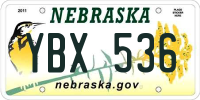 NE license plate YBX536