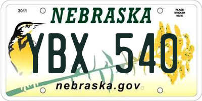 NE license plate YBX540