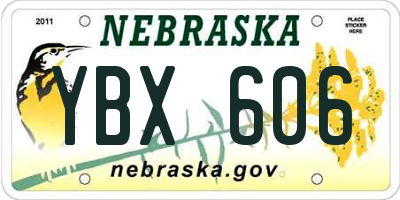 NE license plate YBX606