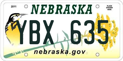 NE license plate YBX635
