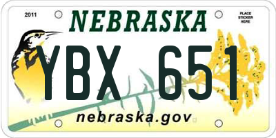 NE license plate YBX651