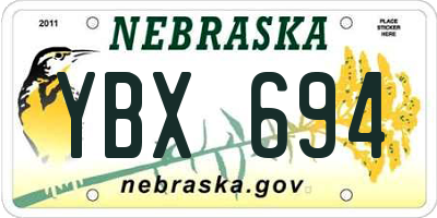 NE license plate YBX694