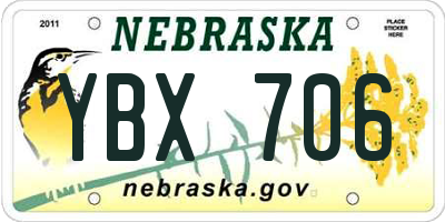 NE license plate YBX706
