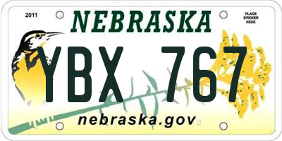 NE license plate YBX767