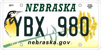 NE license plate YBX980
