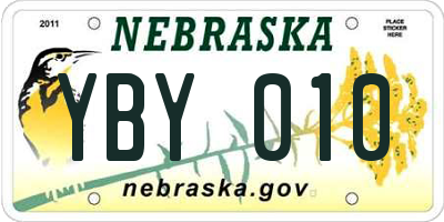 NE license plate YBY010