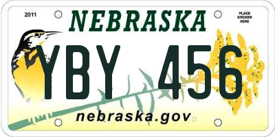 NE license plate YBY456