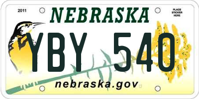 NE license plate YBY540