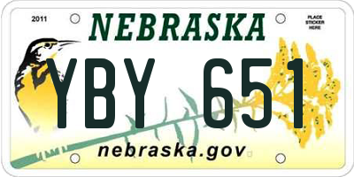 NE license plate YBY651