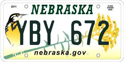 NE license plate YBY672